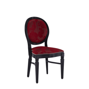 Chandelle Chair in Black with Damask Bordeaux Seat Pad