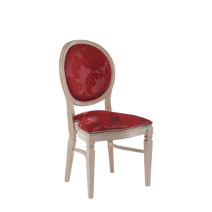 Chandelle Chair in Ivory with Damask Bordeaux Seat Pad