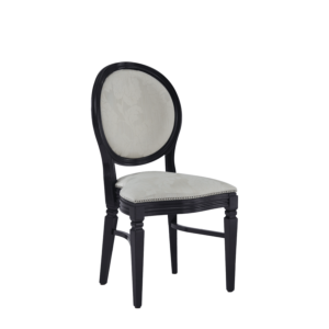Chandelle Chair in Black with Damask Vanilla Seat Pad