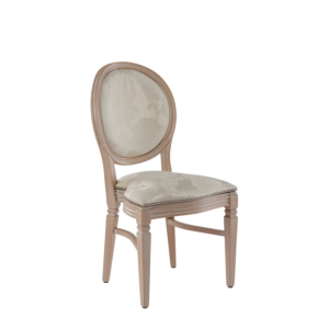 Chandelle Chair in Ivory with Damask Vanilla Seat Pad
