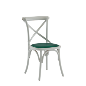 Coco Chair in White with Emerald Seat Pad