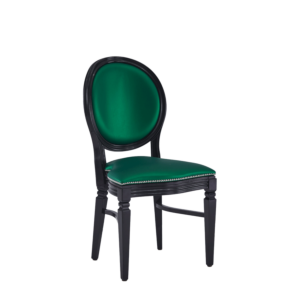 Chandelle Chair in Black with Emerald Green Seat Pad