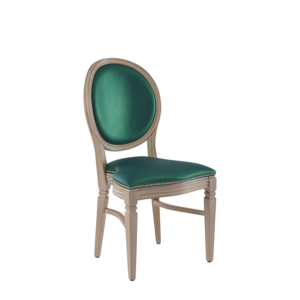 Chandelle Chair in Ivory with Emerald Green Seat Pad