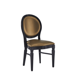 Chandelle Chair in Black with Gold Seat Pad