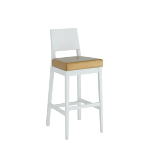 Porcino Bar Stool in White with Gold Seat Pad