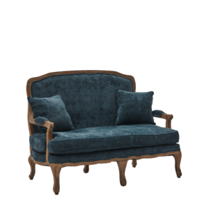 Paris Settee Sofa in Oak upholstered in Blue Azzuro