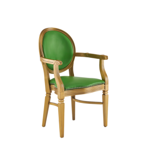 Chandelle Armchair in Gold with Green Seat Pad