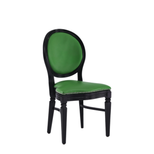 Chandelle Chair in Black with Green Seat Pad