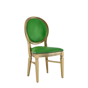 Chandelle Chair in Gold with Green Seat Pad