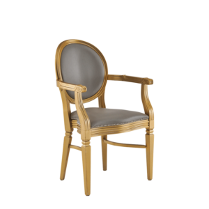 Chandelle Armchair in Gold with Grey Seat Pad