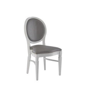 Chandelle Chair in White with Grey Seat Pad