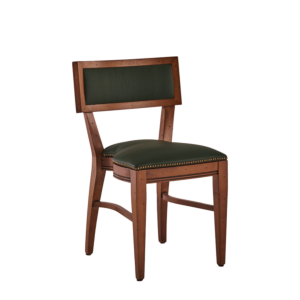 The Bogart Chair in Antique Wood with Hunter Green Seat Pad