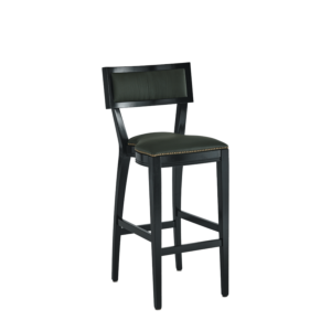 The Bogart Bar Stool in Black with Hunter Green Seat Pad