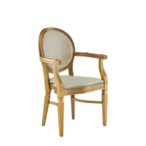 Chandelle Armchair in Gold with Ivory Seat Pad