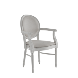 Chandelle Armchair in White with Ivory Seat Pad