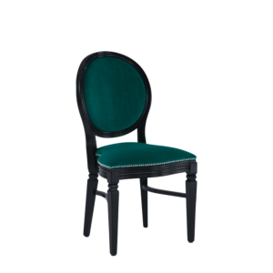 Chandelle Chair in Black with Jade Velvet Seat Pad