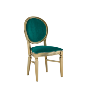 Chandelle Chair in Gold with Jade Velvet Seat Pad