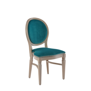 Chandelle Chair in Ivory with Jade Velvet Seat Pad