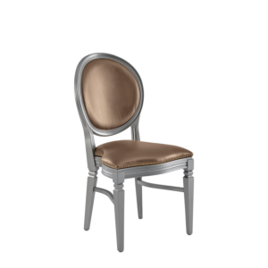 Chandelle Chair in Silver with Latte Seat Pad