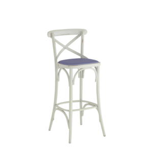 Coco Bar Stool in White with Lavender Seat Pad