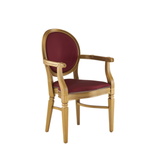 Chandelle Armchair in Gold with Merlot Seat Pad