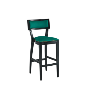 The Bogart Bar Stool in Black with Sea Green Seat Pad