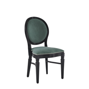 Chandelle Chair in Black with Sea Green Velvet Seat Pad