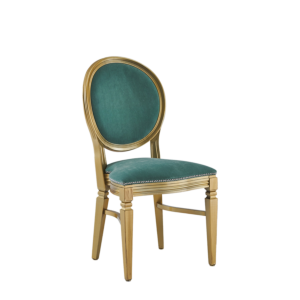 Chandelle Chair in Gold with Sea Green Velvet Seat Pad