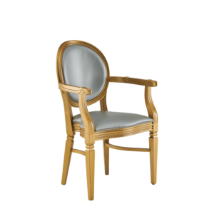 Chandelle Armchair in Gold with Silver Seat Pad