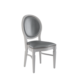 Chandelle Chair in White with Silver Seat Pad