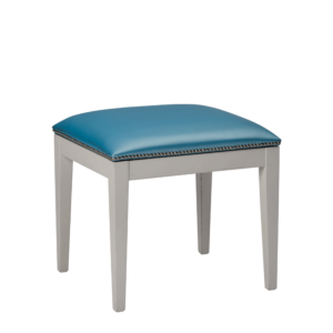 Divano Ottoman in White with Sky Blue Seat Pad