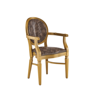 Chandelle Armchair in Gold with Taupe Snake Skin Seat Pad