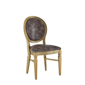 Chandelle Chair in Gold with Taupe Snake Skin Seat Pad