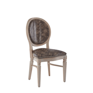 Chandelle Chair in Ivory with Taupe Snake Skin Seat Pad