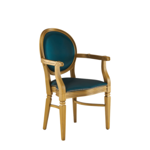 Chandelle Armchair in Gold with Teal Seat Pad