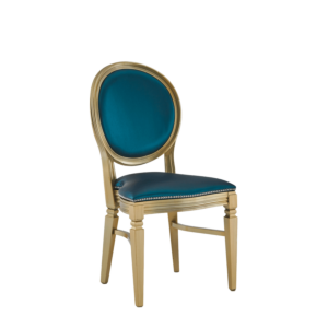 Chandelle Chair in Gold with Teal Seat Pad