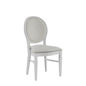 Chandelle Chair in White with Anastasia Collection in Silver