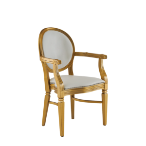 Chandelle Armchair in Gold with White Seat Pad