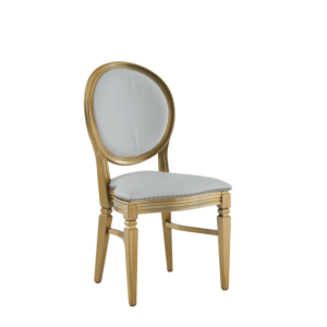 Chandelle Chair in Gold with White Seat Pad