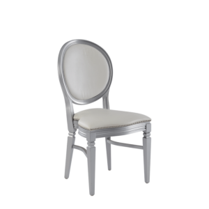 Chandelle Chair in Silver with White Seat Pad