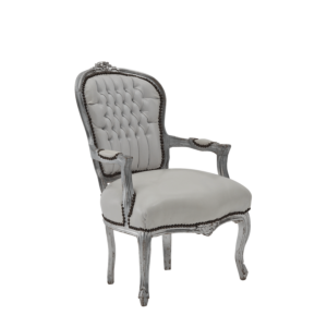 Louis Armchair in Silver Gilt with White Seat Pad