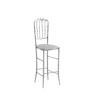 Napoleon Bar Stool in Chrome with White Seat Pad