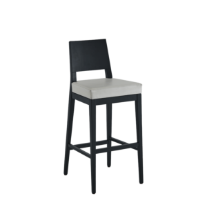 Porcino Bar Stool in Black with White Seat Pad