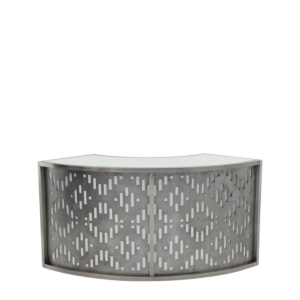 Unico Curved Bar with Stainless Steel Frame and Etched Panel