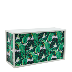 Unico Bar with White Frame and Palm Leaf Print Panels
