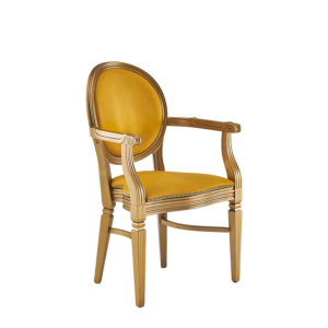 Chandelle Armchair in Gold with Yellow Seat Pad