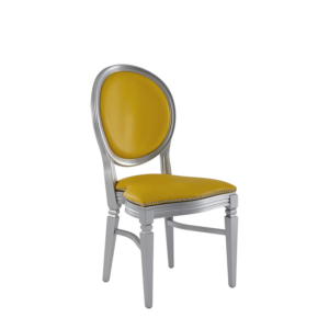 Chandelle Chair in Silver with Yellow Seat Pad