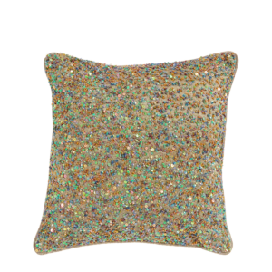 Metallic Silk Cushion with Multi-coloured sequins