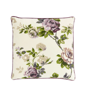 White Cushion with Dark Flowers
