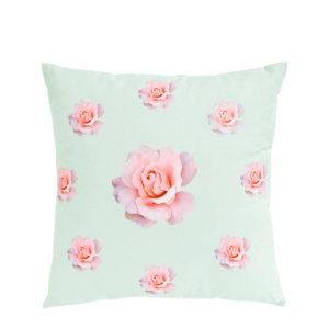 Turquoise Cushion with Rose print